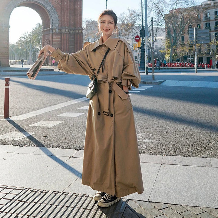 Lena | Oversized Double-Breasted Long Trench Coat - My Store