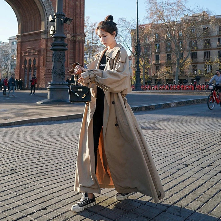 Lena | Oversized Double-Breasted Long Trench Coat - My Store