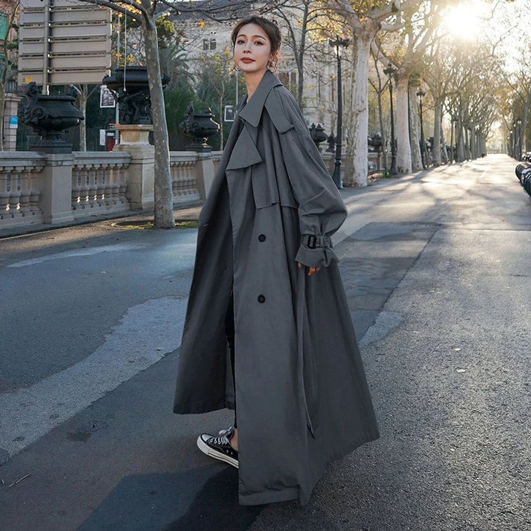 Lena | Oversized Double-Breasted Long Trench Coat - My Store