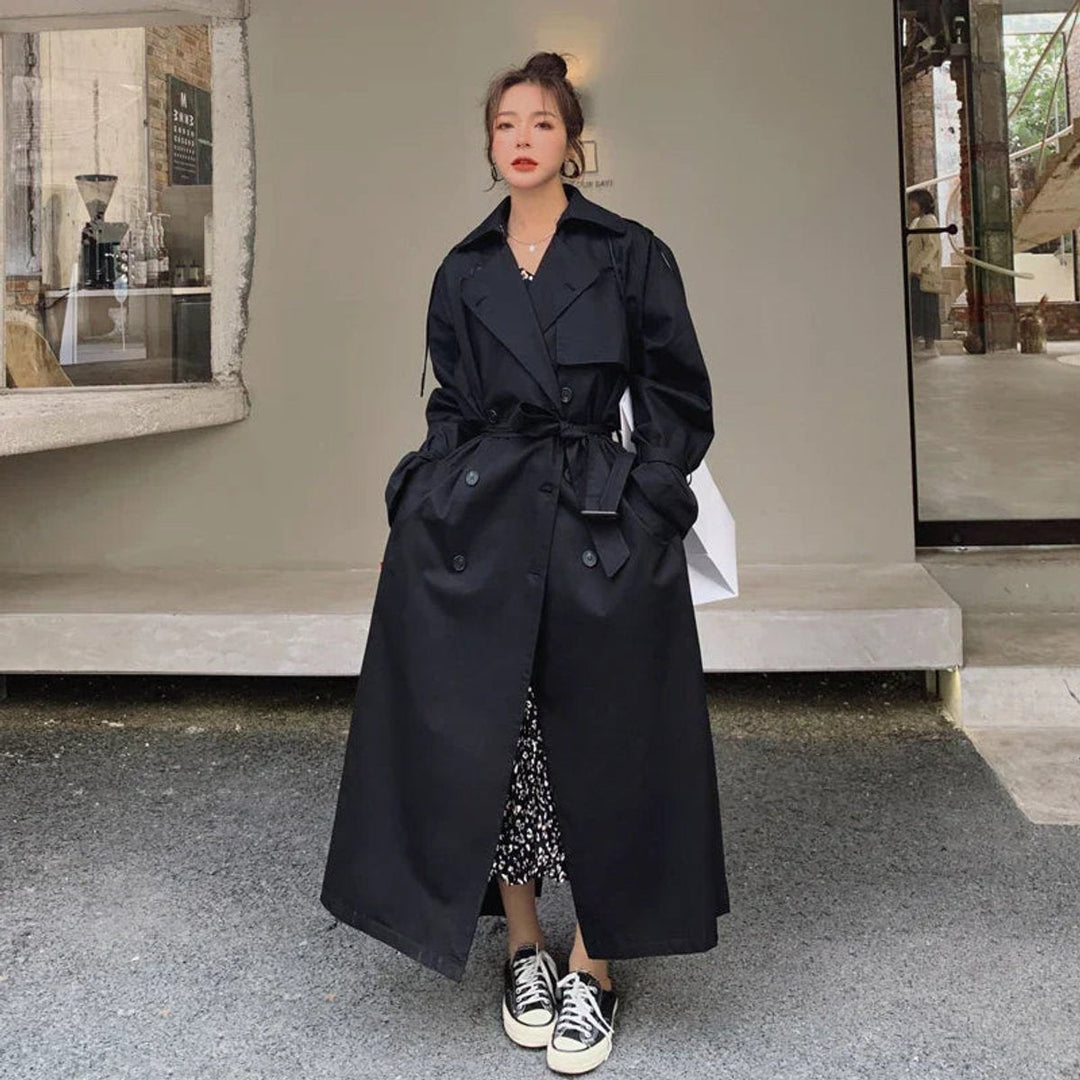 Lena | Oversized Double-Breasted Long Trench Coat - My Store