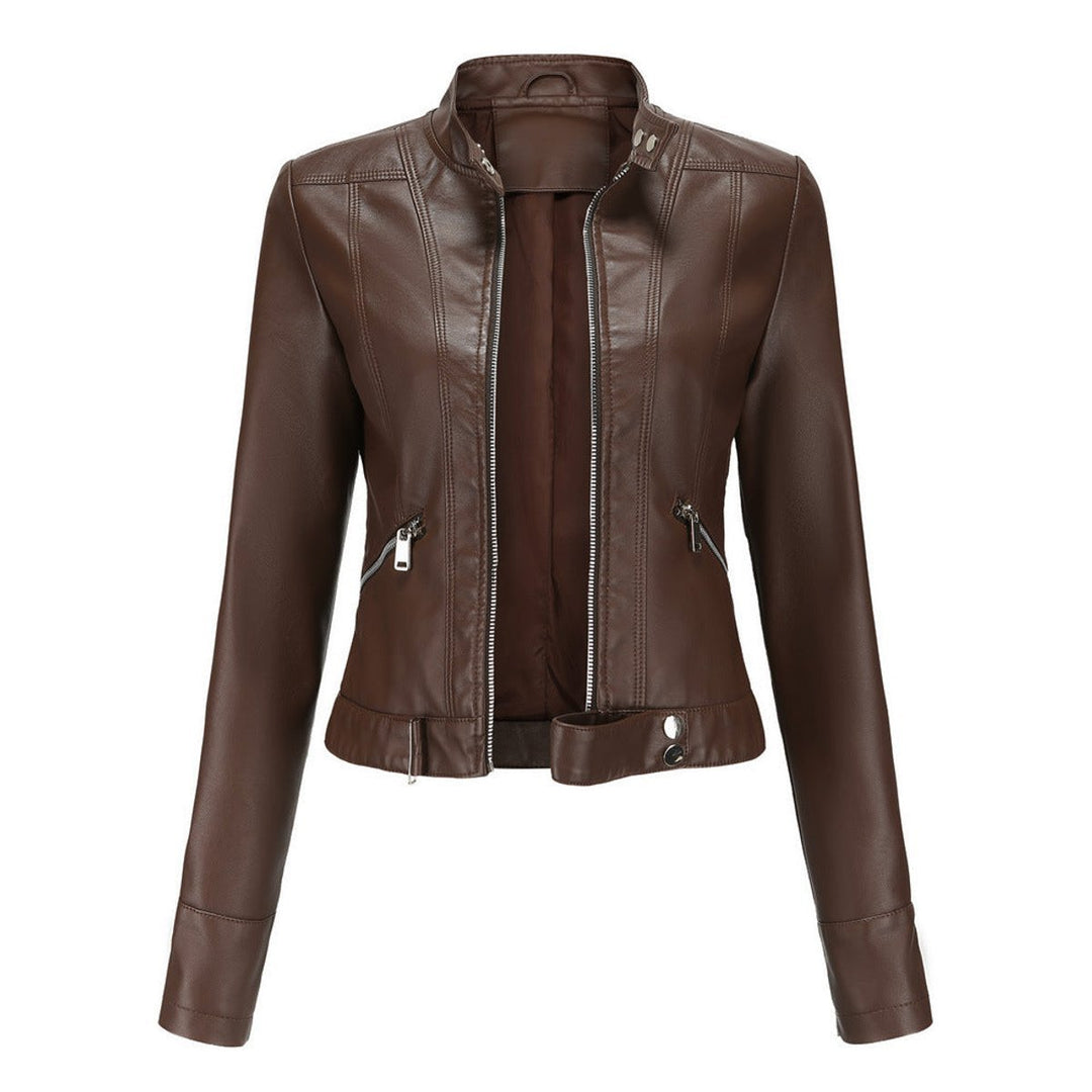 Linnea | Cropped Stand-Collar Moto Jacket - My Store