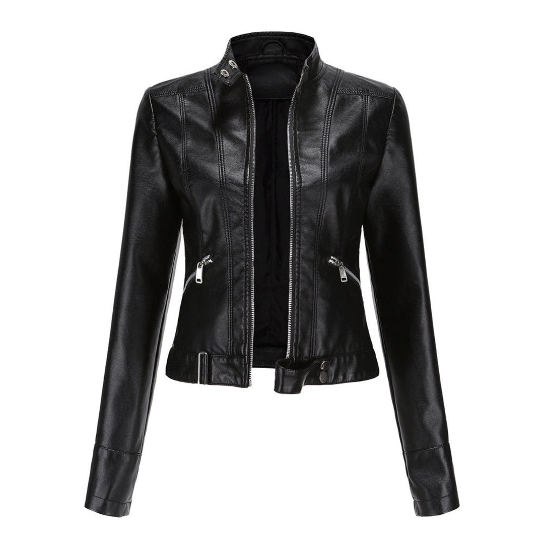 Linnea | Cropped Stand-Collar Moto Jacket - My Store