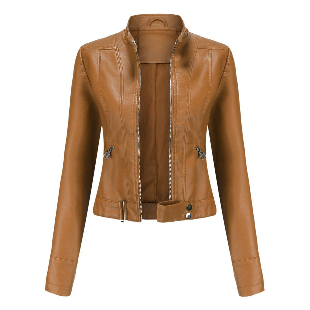 Linnea | Cropped Stand-Collar Moto Jacket - My Store