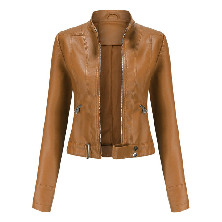 Linnea | Cropped Stand-Collar Moto Jacket - My Store