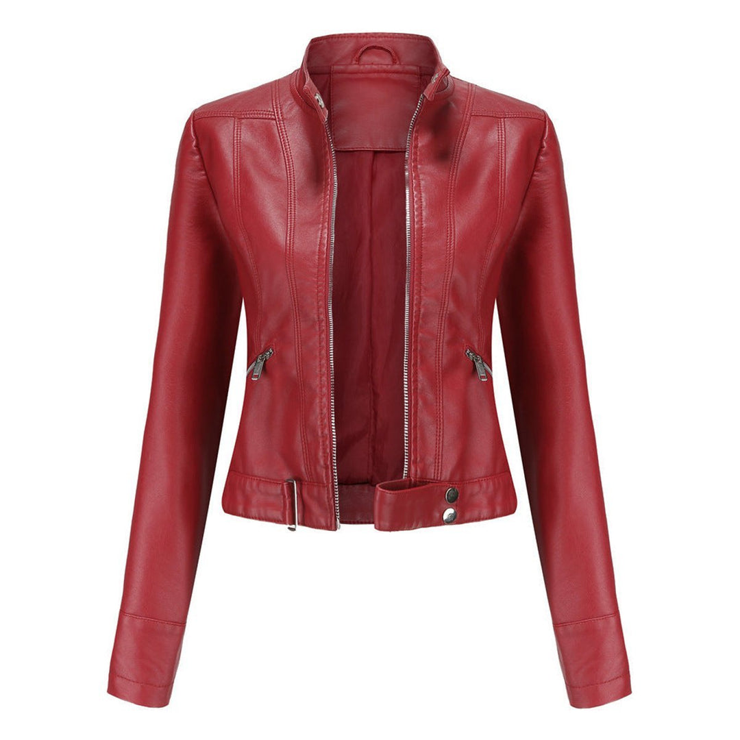Linnea | Cropped Stand-Collar Moto Jacket - My Store