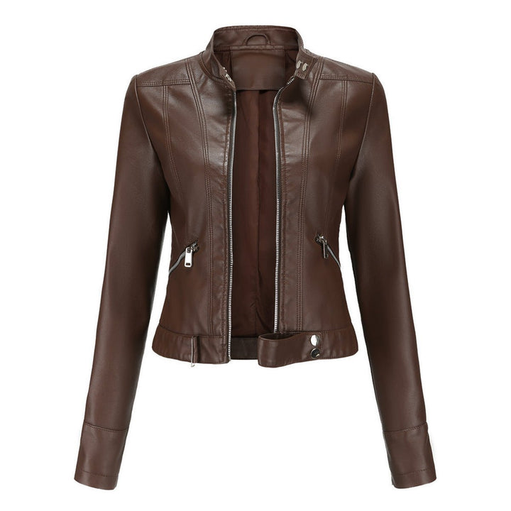 Linnea | Cropped Stand-Collar Moto Jacket - My Store