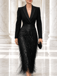 Loredana | Blazer Fringe Midi Dress