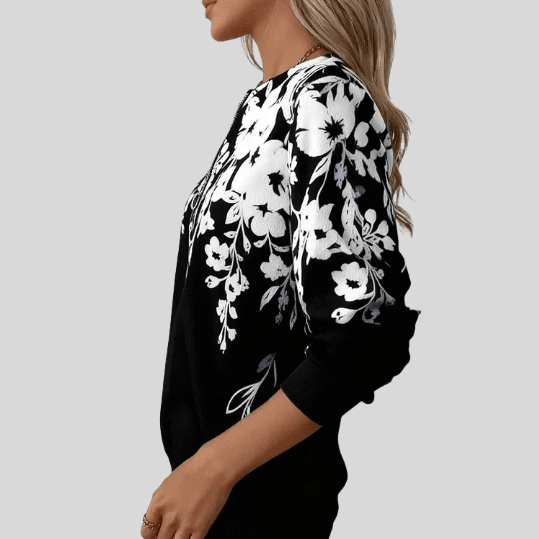 MACY | Floral zip sweatshirt - My Store