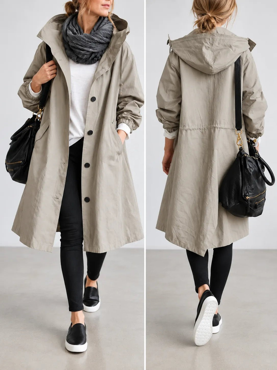 Maisie | Oversized Hooded Button-Front Coat - My Store