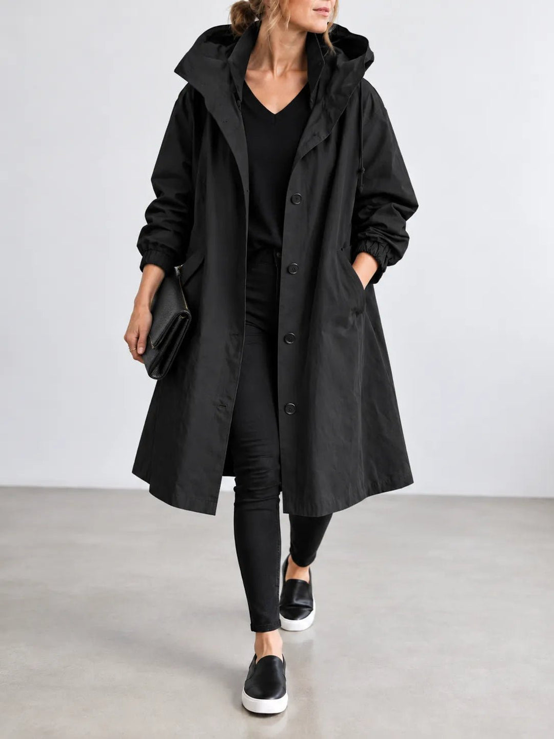 Maisie | Oversized Hooded Button-Front Coat - My Store