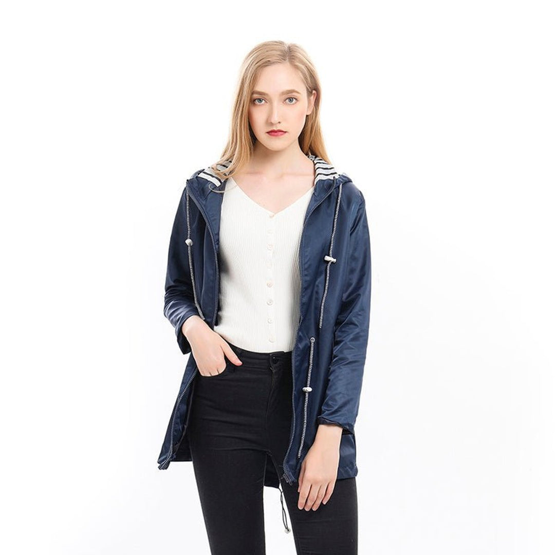 Margaret | Hooded Drawstring Rain Coat - My Store