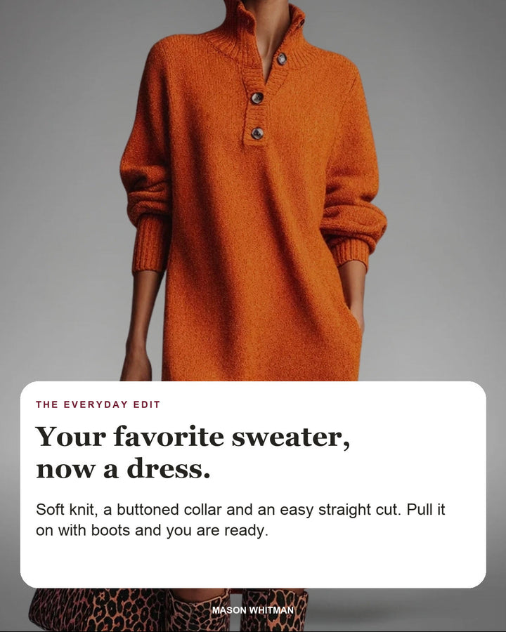 Celeste | Button-Collar Sweater Dress