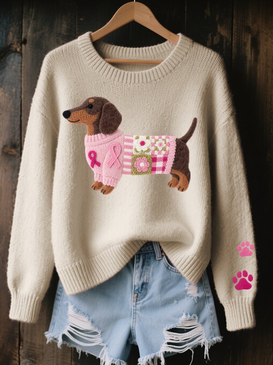 NINA | Embroidered dachshund knit sweater - My Store