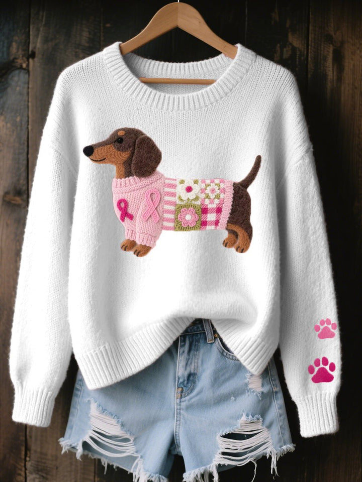 NINA | Embroidered dachshund knit sweater - My Store