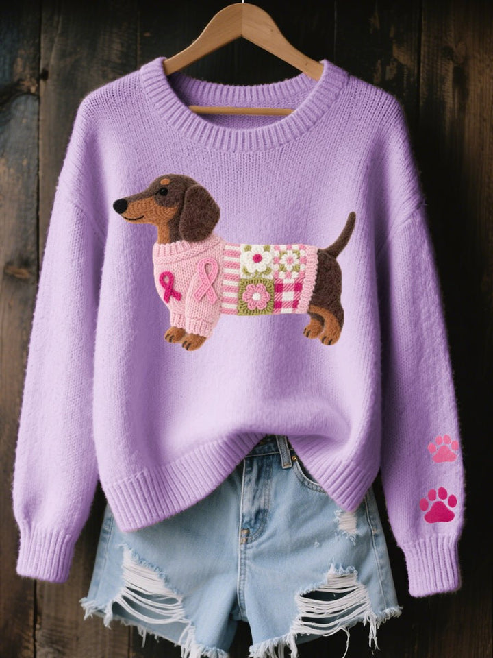 NINA | Embroidered dachshund knit sweater - My Store