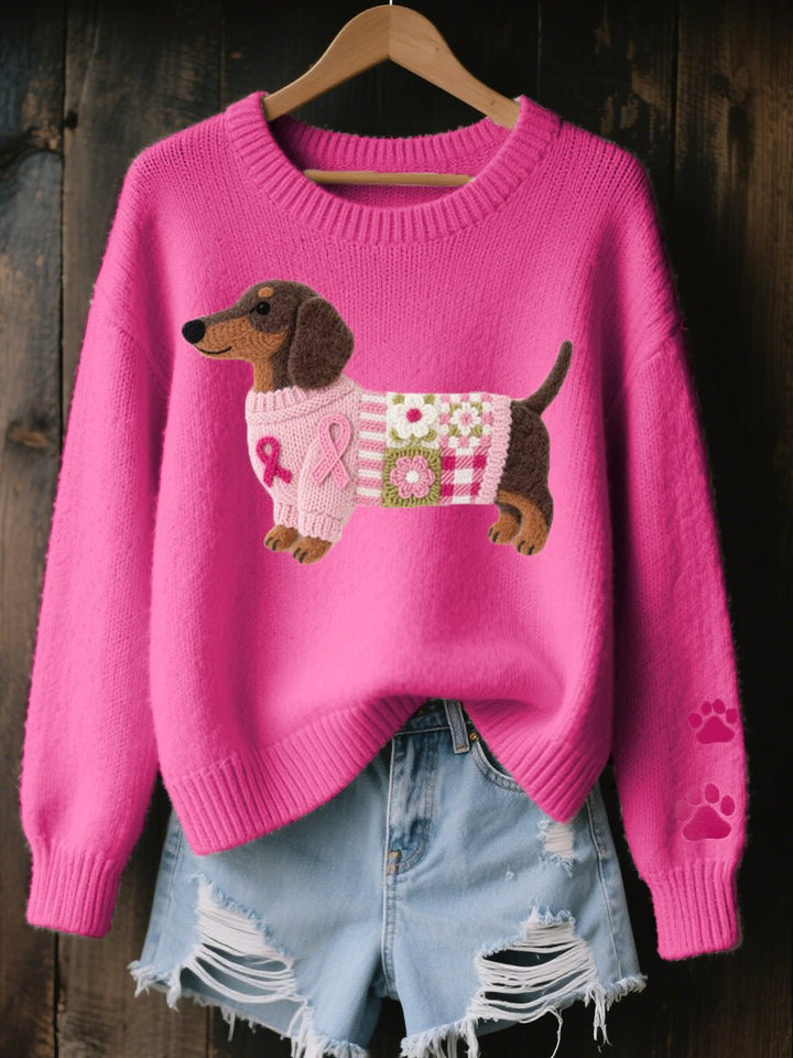 NINA | Embroidered dachshund knit sweater - My Store