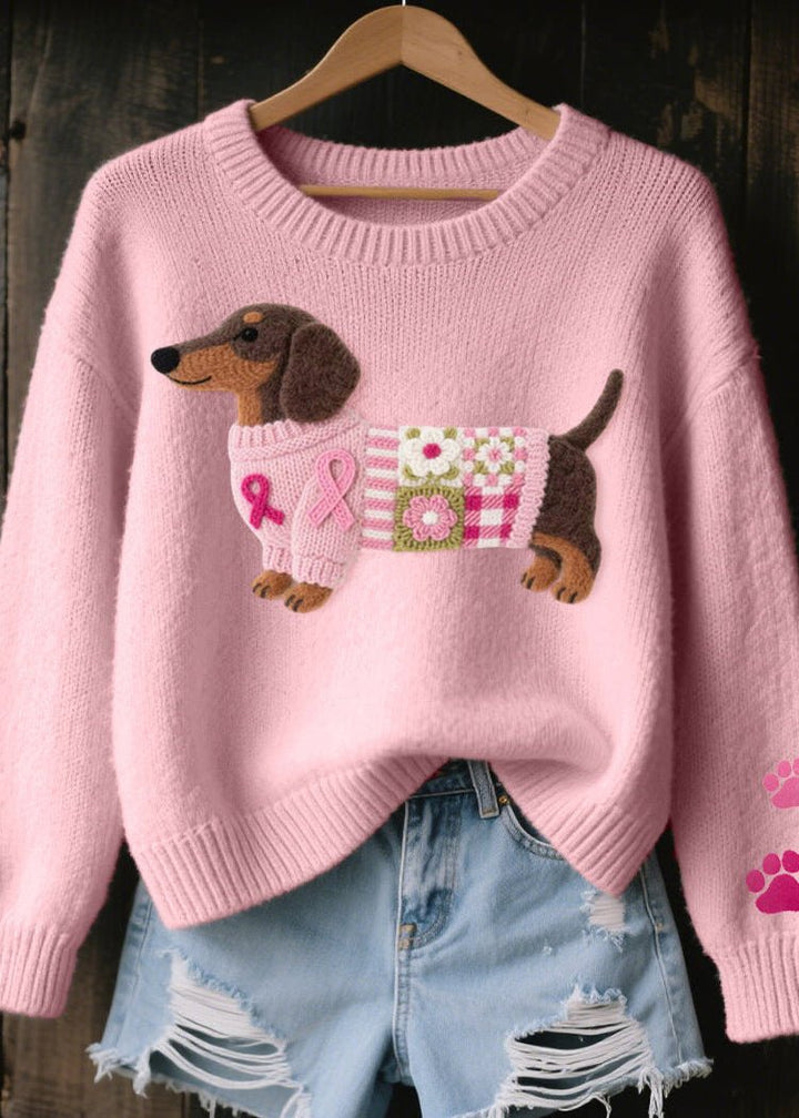 NINA | Embroidered dachshund knit sweater - My Store