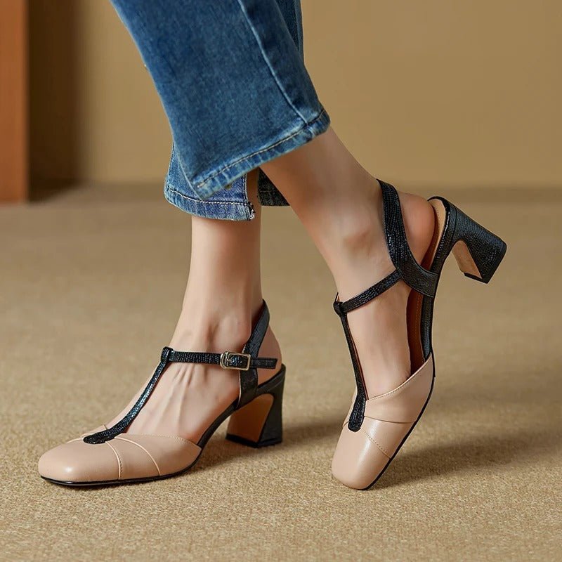 Olaya T-Strap Slingback Heels - My Store