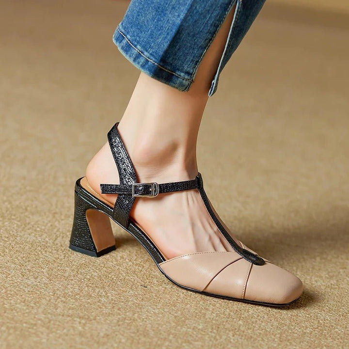 Olaya T-Strap Slingback Heels - My Store