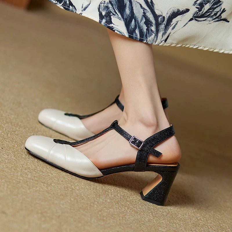 Olaya T-Strap Slingback Heels - My Store