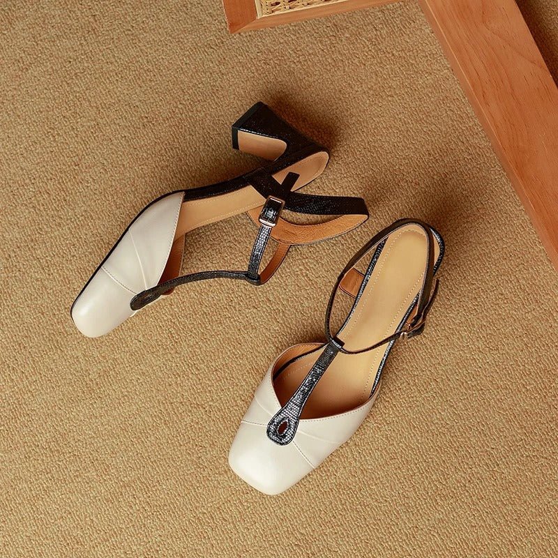 Olaya T-Strap Slingback Heels - My Store