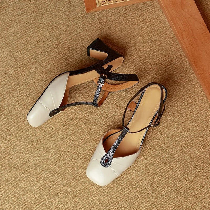 Olaya T-Strap Slingback Heels - My Store