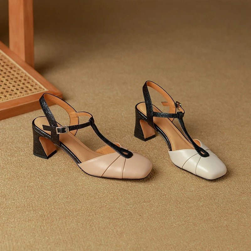 Olaya T-Strap Slingback Heels - My Store