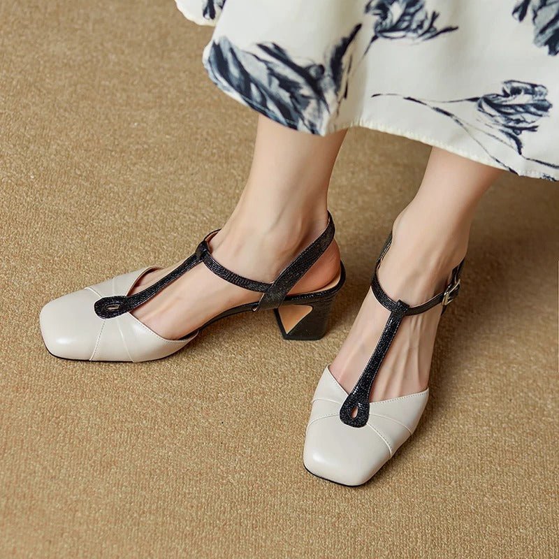 Olaya T-Strap Slingback Heels - My Store