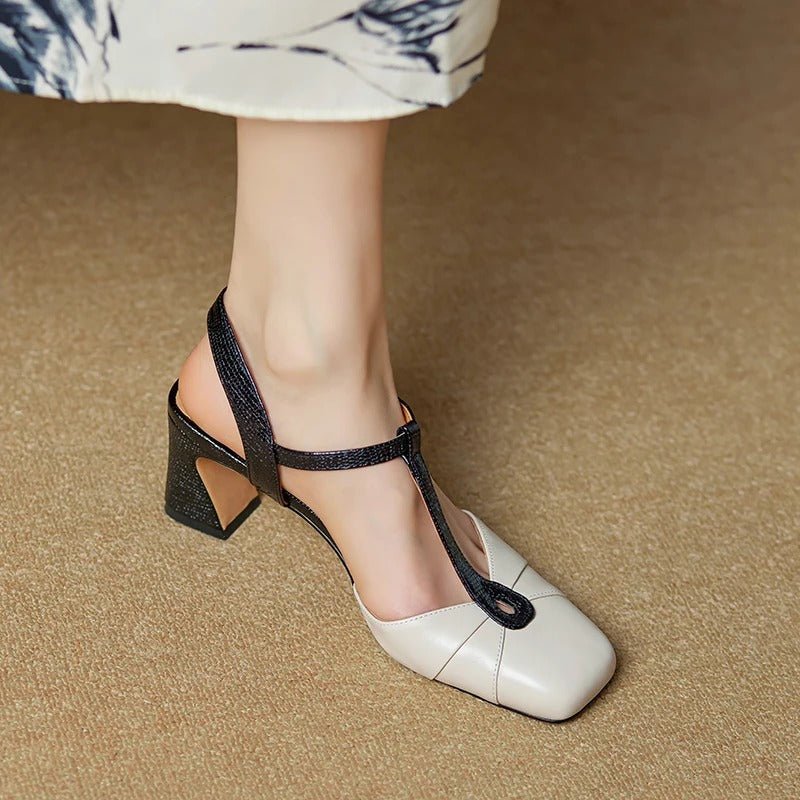 Olaya T-Strap Slingback Heels - My Store