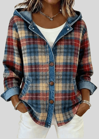 OLIVIA | Hooded plaid shacket