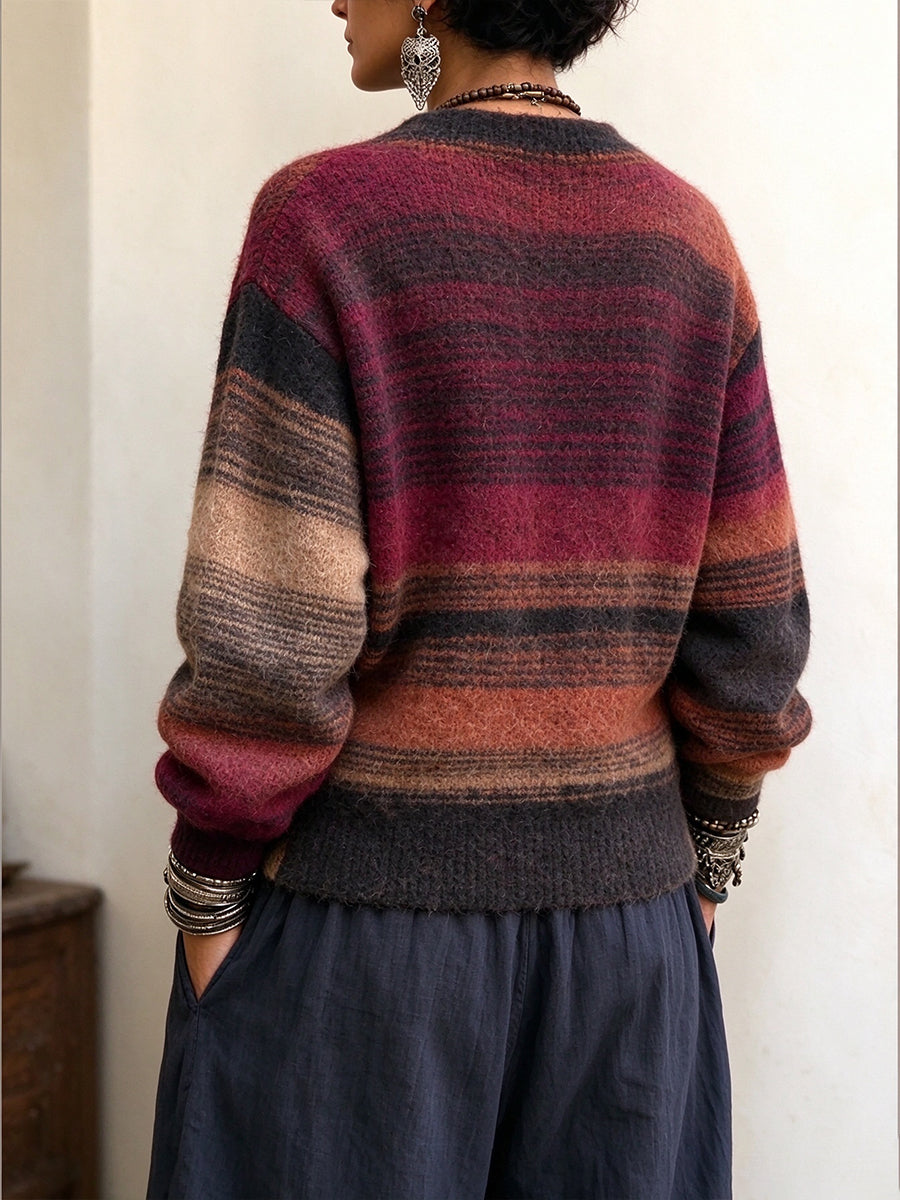 Nina | Boho Chic Striped Wrap Sweater