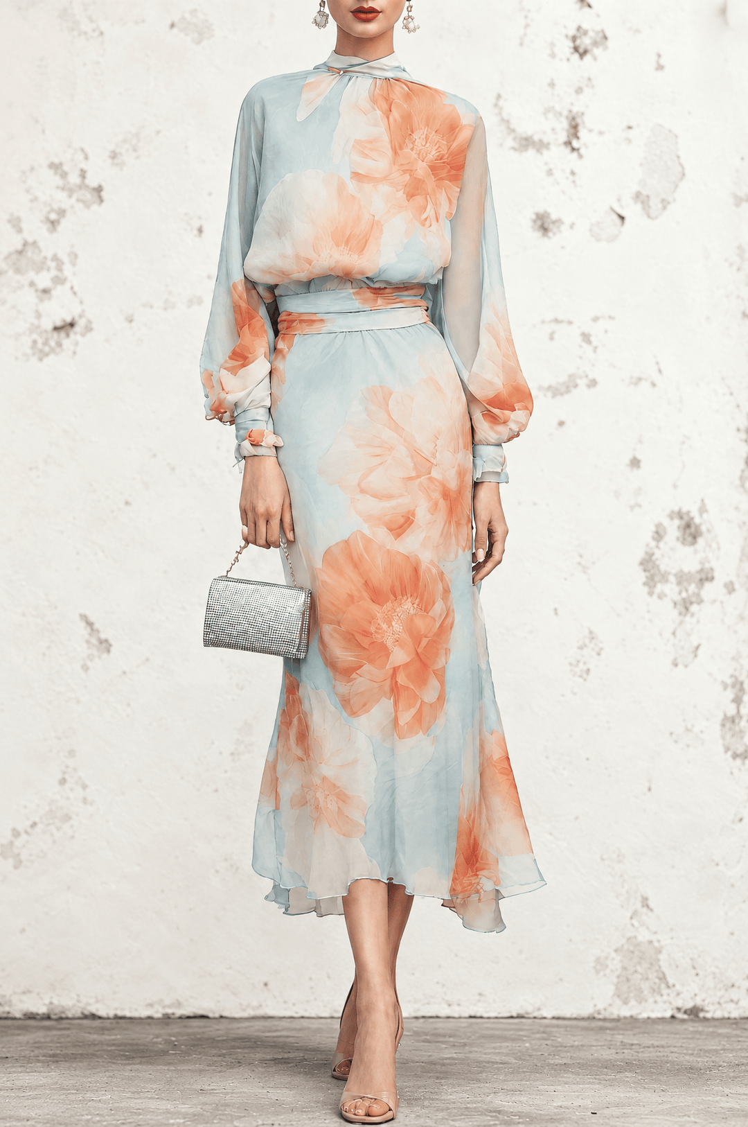 Ottavia | Turtleneck Top & Floral Skirt Set - My Store