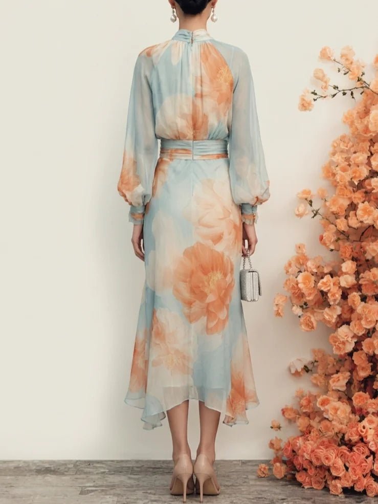 Ottavia | Turtleneck Top & Floral Skirt Set - My Store