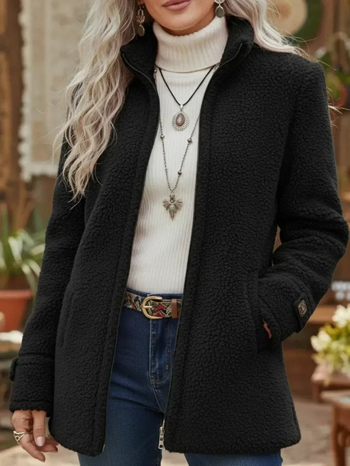 Patricia | Plush Stand-Collar Zip Coat - My Store