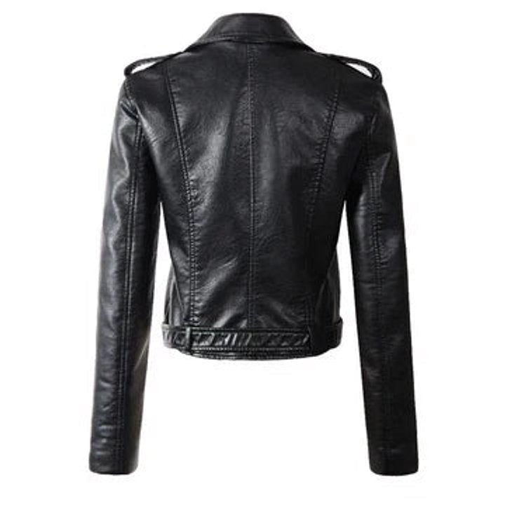 Rachel | Cropped Belted Moto Jacket - My Store
