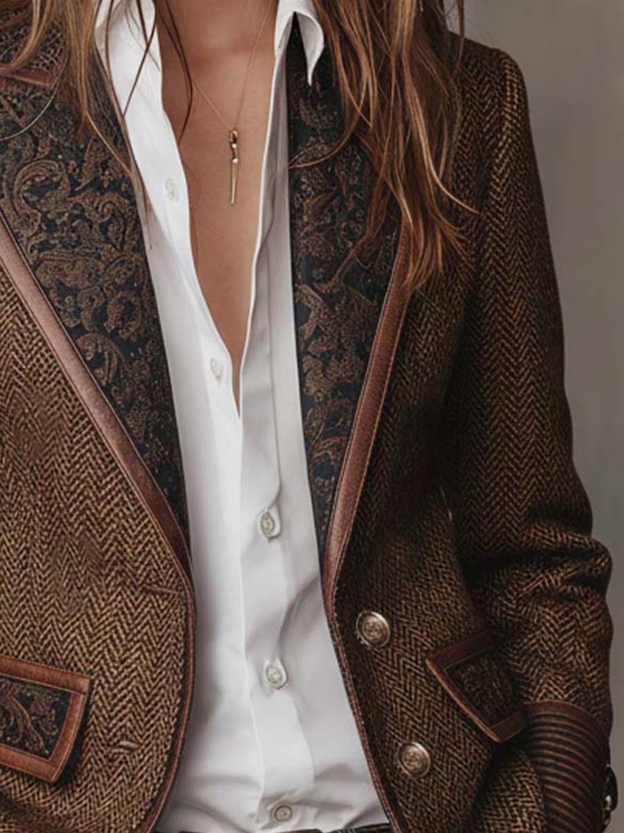 Rosaline | Herringbone Panel Blazer - My Store