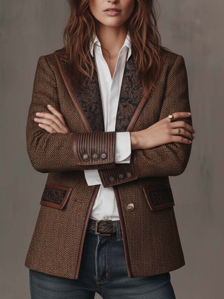 Rosaline | Herringbone Panel Blazer - My Store