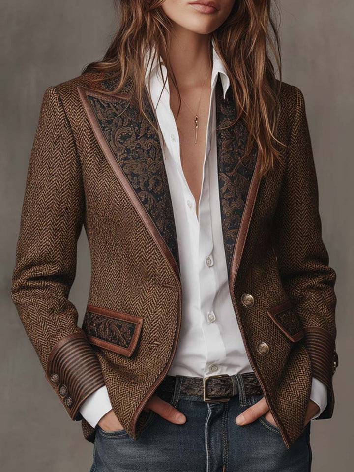Rosaline | Herringbone Panel Blazer - My Store