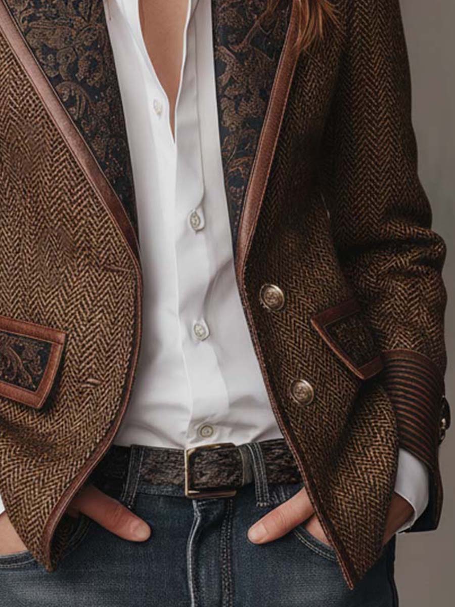 Rosaline | Herringbone Panel Blazer - My Store