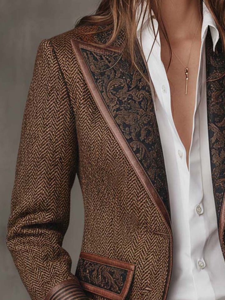 Rosaline | Herringbone Panel Blazer - My Store