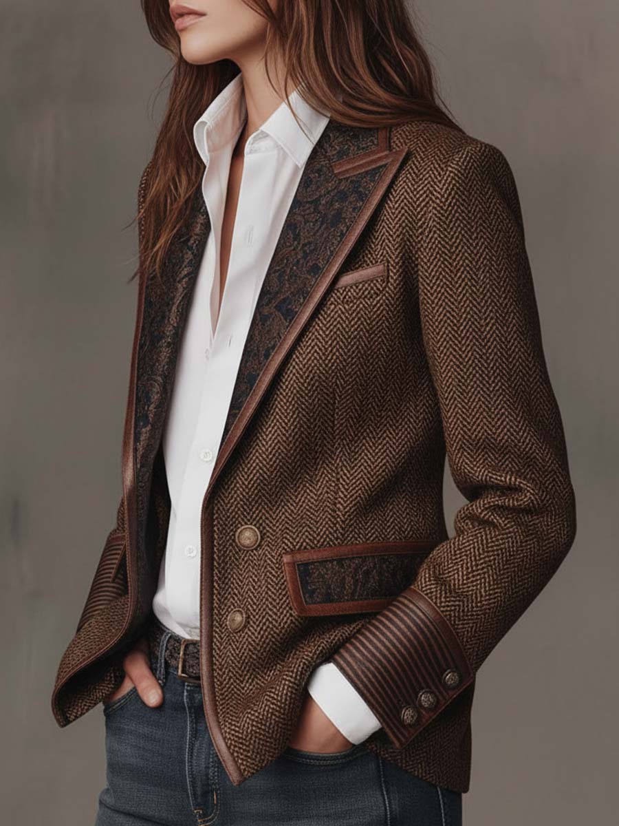 Rosaline | Herringbone Panel Blazer - My Store