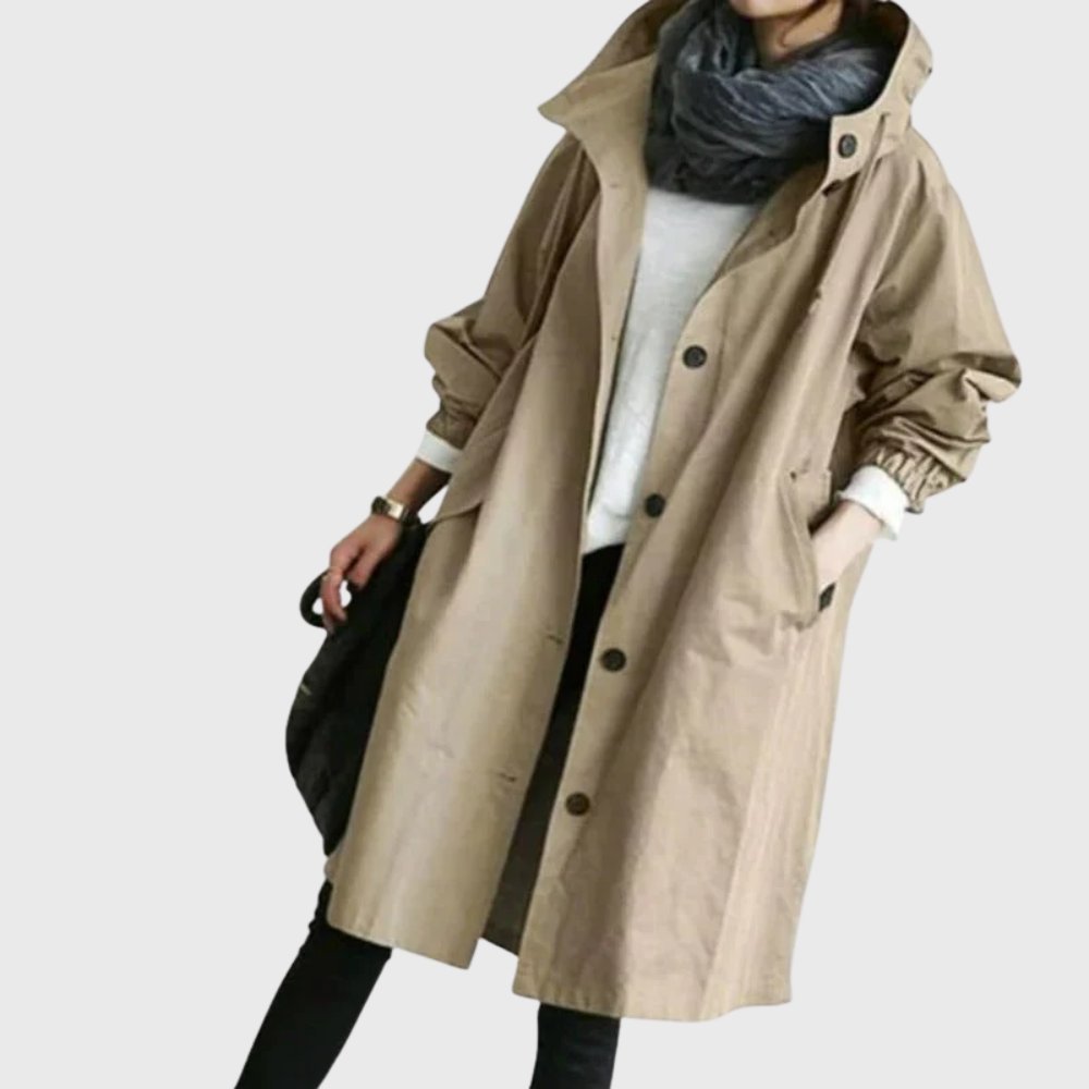 Ruth | Hooded Relaxed-Fit Long Trench Coat - My Store