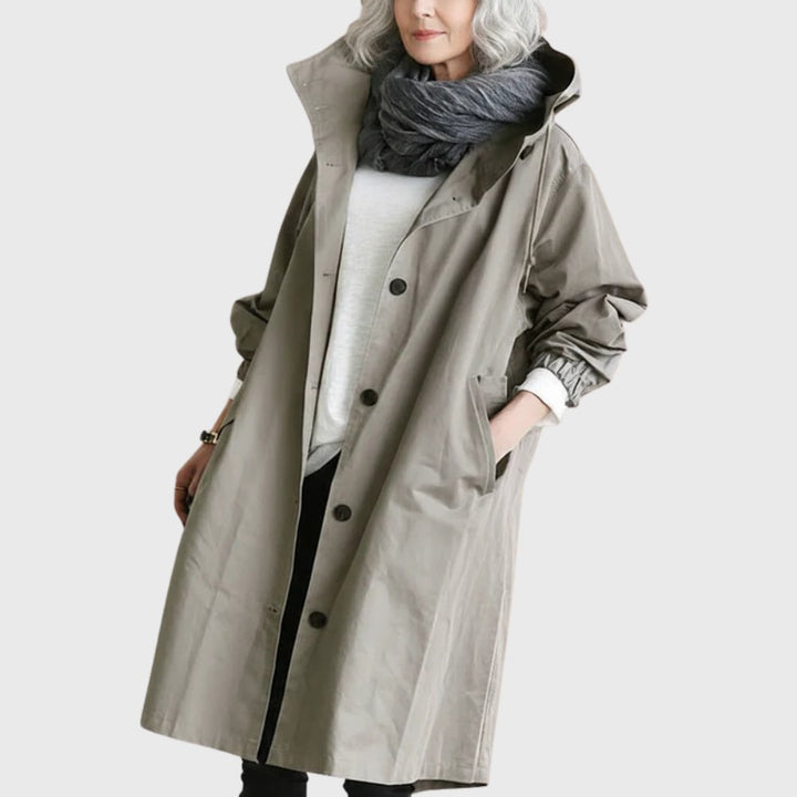 Ruth | Hooded Relaxed-Fit Long Trench Coat - My Store