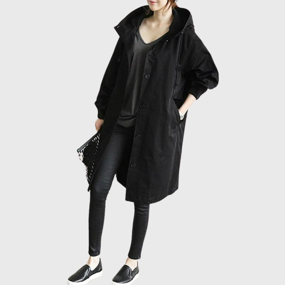 Ruth | Hooded Relaxed-Fit Long Trench Coat - My Store
