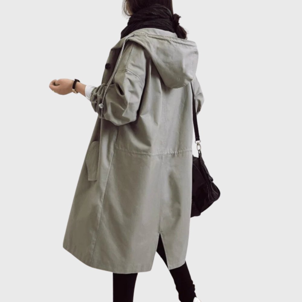 Ruth | Hooded Relaxed-Fit Long Trench Coat - My Store