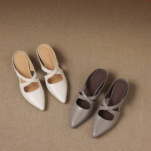 Selva Cross-Strap Pointed Mules - My Store
