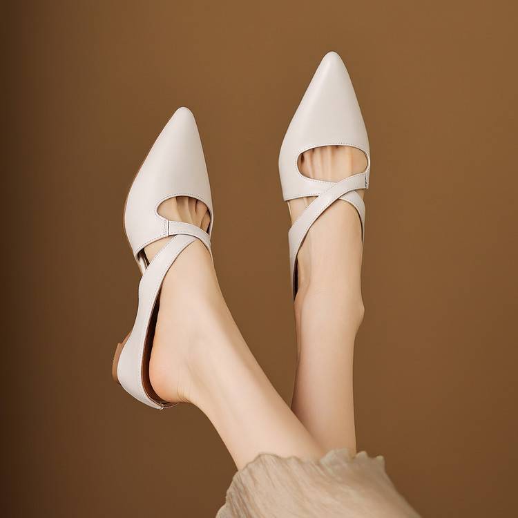 Selva Cross-Strap Pointed Mules - My Store
