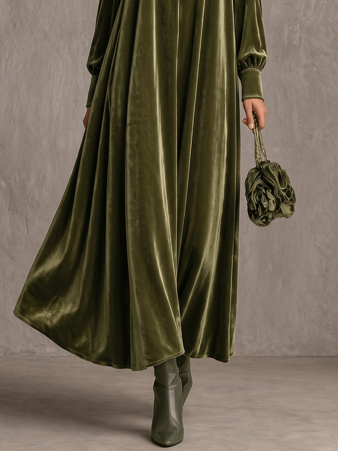 Simonetta | Pleated Maxi Dress with Floral Shoulder - My Store