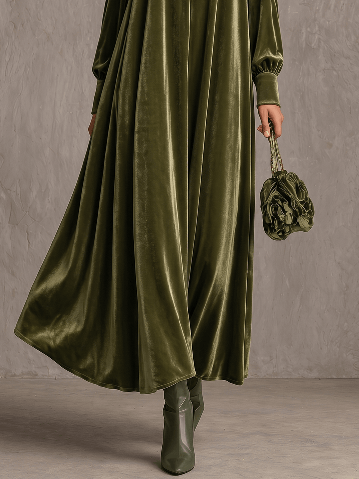 Simonetta | Pleated Maxi Dress with Floral Shoulder - My Store