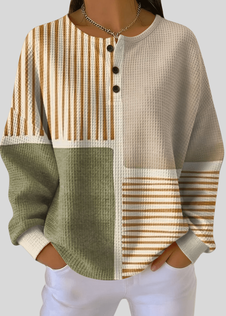 SOPHIA | Waffle-knit Henley sweatshirt - My Store